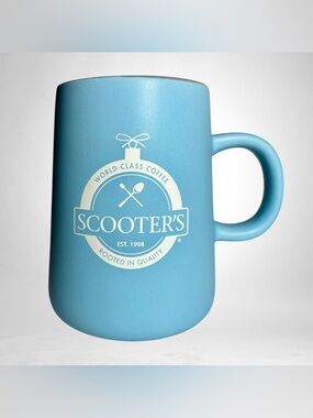 Scooter’s Coffee Blue and White Rare Christmas Discontinued Coffee Mug